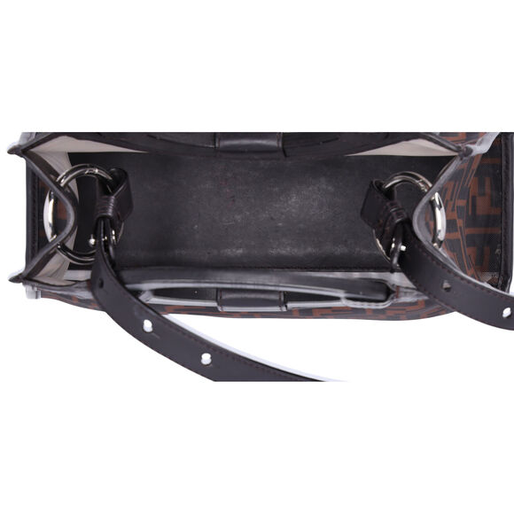 FENDI Runaway Shopper Tote Bag 8BH353-A6D6 Black Dark Brown - Picture 9 of 9